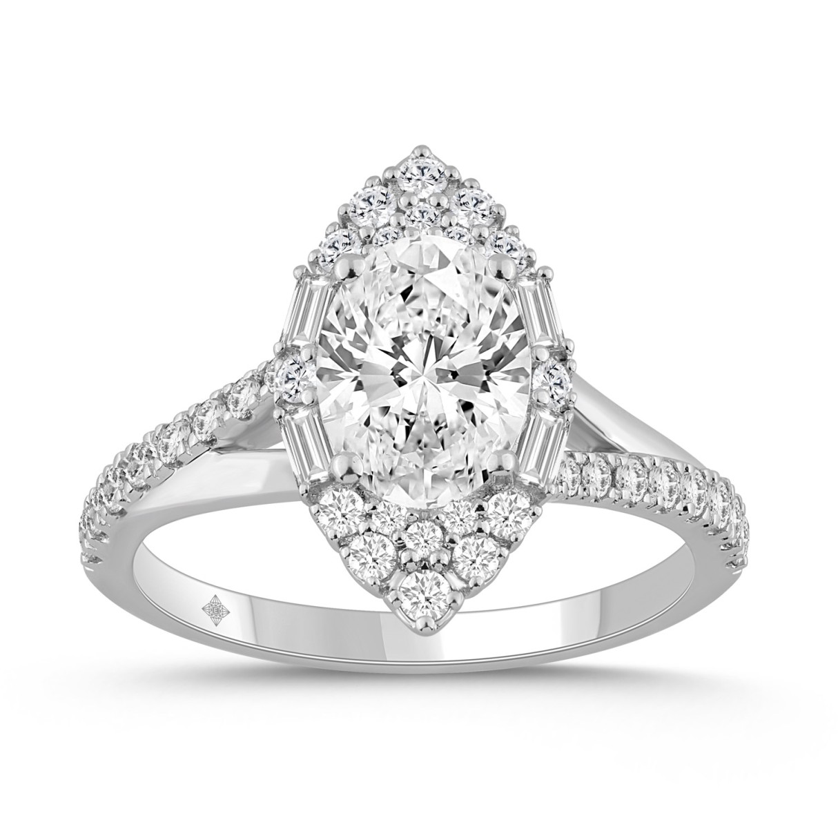 14K WHITE GOLD 2.00CT ROUND/OVAL/BAGUETTE DIAMOND LADIES RING 1 14K WHITE GOLD 2.00CT ROUND/OVAL/BAGUETTE DIAMOND LADIES RING - Image 1