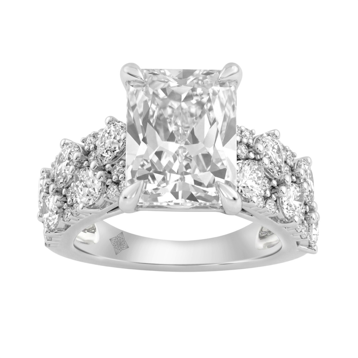 Luxury 14K White Gold Diamond Ring 6 1/4Ct Radiant Center Stone With Pear & Round Diamonds, Women Fashion Engagement Ring (Color F-G -Clarity Vs1/Vs2) 1 Luxury 14K White Gold Diamond Ring 6 1/4Ct Radiant Center Stone With Pear & Round Diamonds, Women Fashion Engagement Ring (Color F-G -Clarity Vs1/Vs2) - Image 1