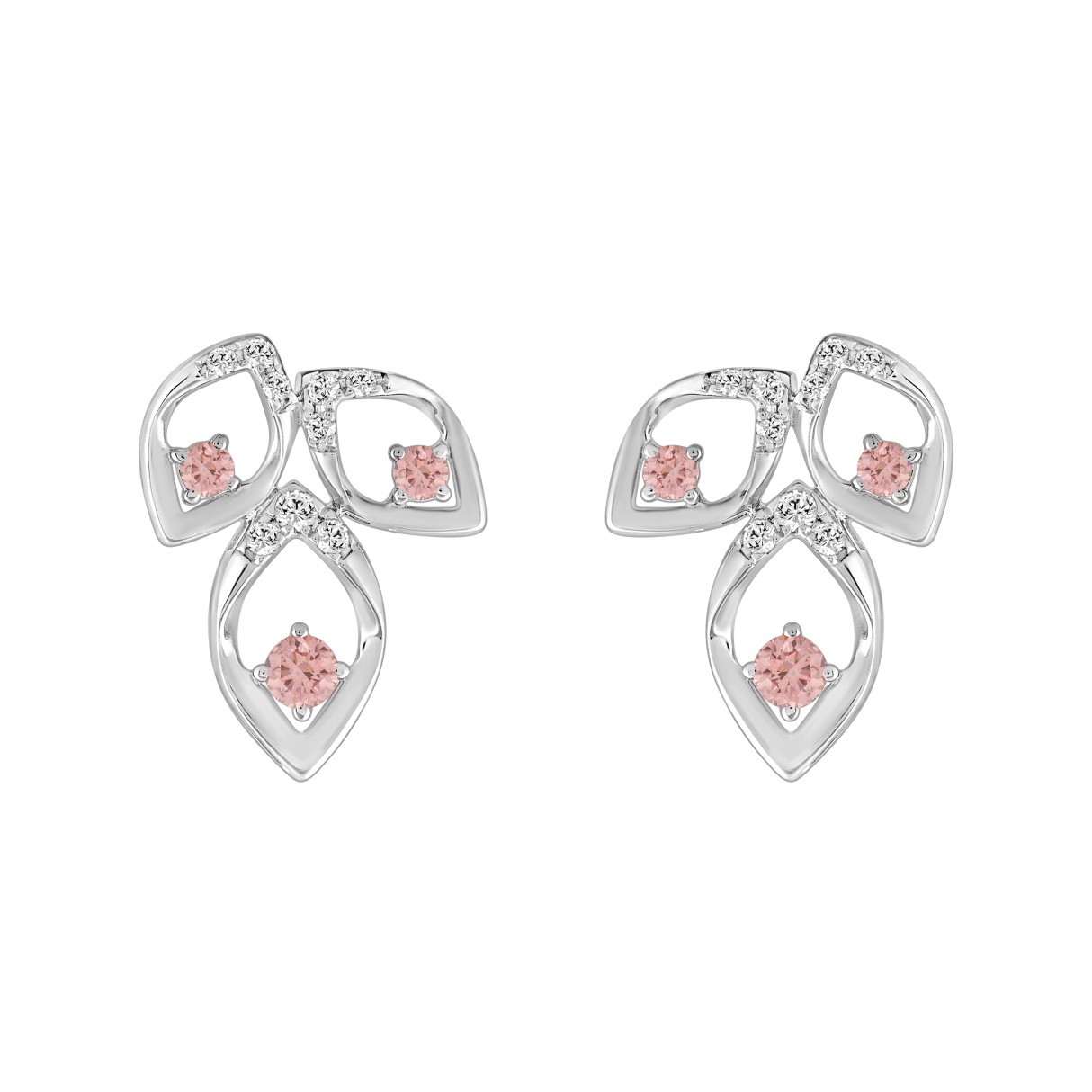 ETERNAL BLUSH COLLECTION LADIES EARRINGS 1/2CT ROUND DIAMOND 14K WHITE GOLD (CENTER STONE PINK ROUND DIAMOND 1/3CT) 1 ETERNAL BLUSH COLLECTION LADIES EARRINGS 1/2CT ROUND DIAMOND 14K WHITE GOLD (CENTER STONE PINK ROUND DIAMOND 1/3CT) - Image 1