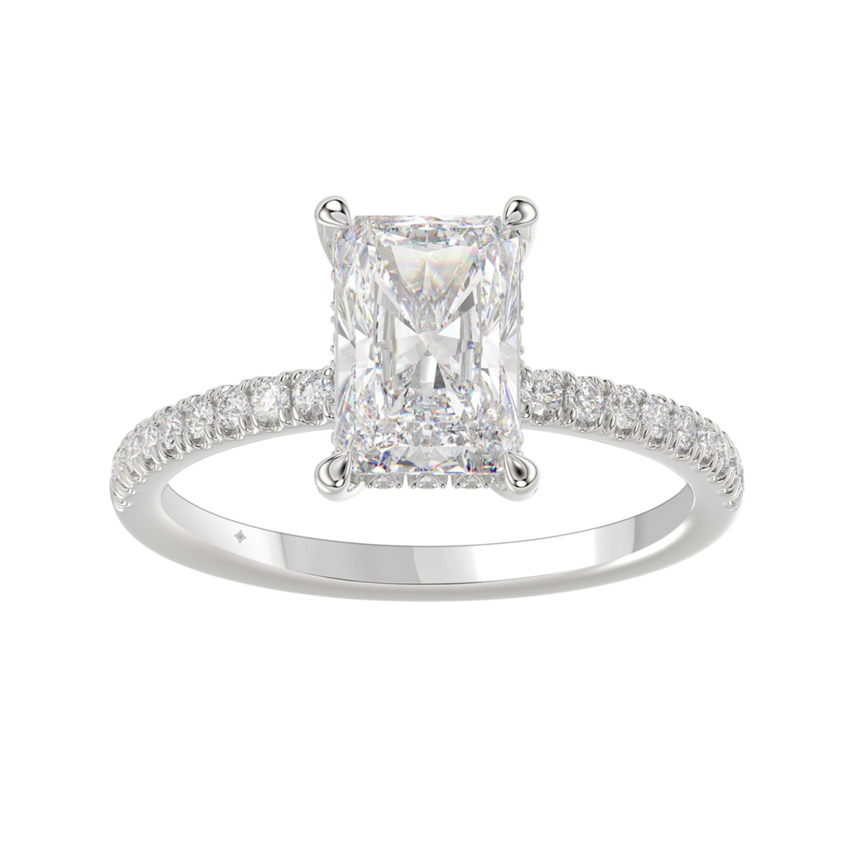 14K WHITE GOLD 2 1/4CT ROUND/RADIANT DIAMOND LADIES RING (CENTER STONE RADIANT DIAMOND 2CT) 1 14K WHITE GOLD 2 1/4CT ROUND/RADIANT DIAMOND LADIES RING (CENTER STONE RADIANT DIAMOND 2CT) - Image 1