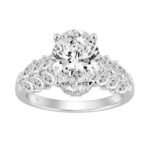 14K WHITE GOLD 4.00CT ROUND/OVAL/MARQUISE DIAMOND LADIES RING (CENTER STONE OVAL DIAMOND 3CT)