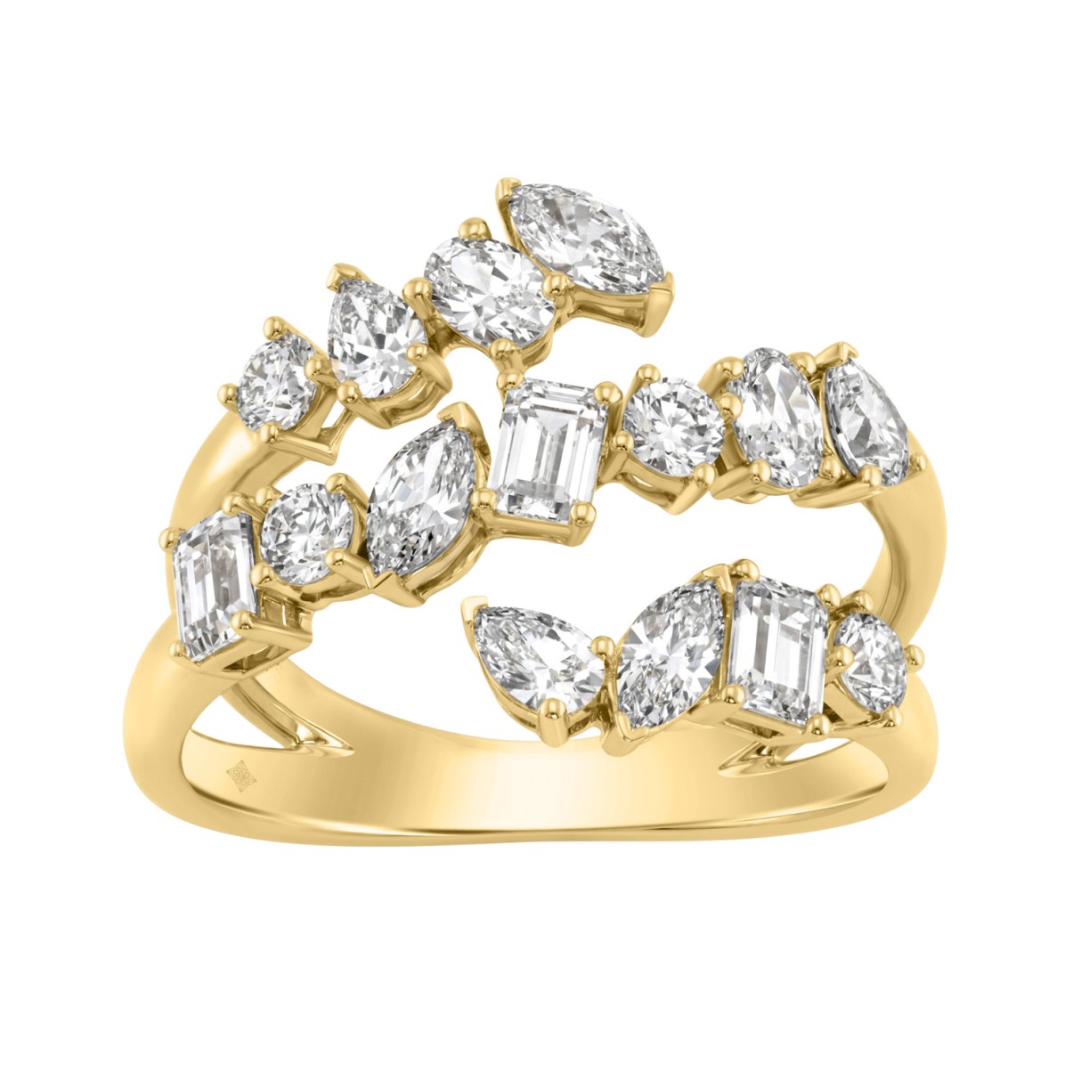 Elegant 14K Yellow Gold 1 1/2Ct Diamond Ring Mixed Cuts Round, Marquise, Pear, Emerald & Oval, Women?S Fashion Jewelry (Color F-G -Clarity Vs1/Vs2) 1 Elegant 14K Yellow Gold 1 1/2Ct Diamond Ring Mixed Cuts Round, Marquise, Pear, Emerald & Oval, Women?S Fashion Jewelry (Color F-G -Clarity Vs1/Vs2) - Image 1
