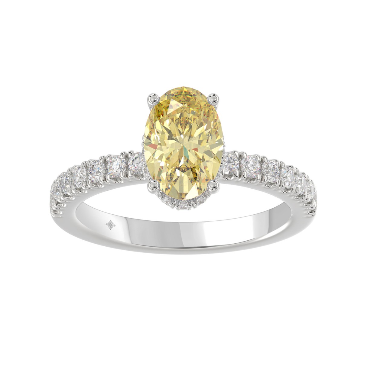 14K WHITE GOLD 2 1/2CT ROUND/YELLOW OVAL DIAMOND LADIES RING (CENTER STONE 2.00CT) 1 14K WHITE GOLD 2 1/2CT ROUND/YELLOW OVAL DIAMOND LADIES RING (CENTER STONE 2.00CT) - Image 1
