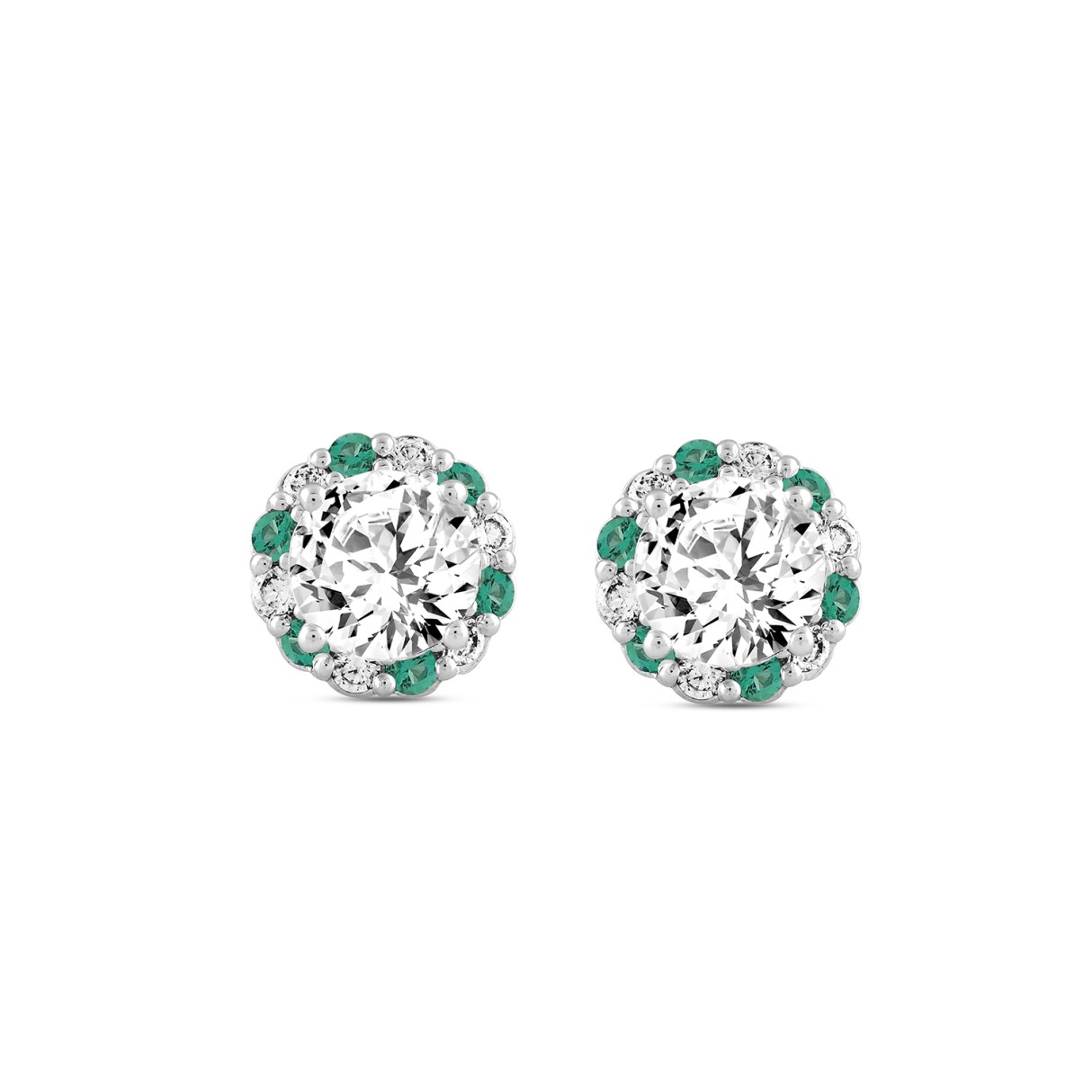 14K WHITE GOLD 2 1/2CT ROUND/ROUND GREEN DIAMOND LADIES EARRING (CENTER STONE ROUND DIAMOND 2CT) 1 14K WHITE GOLD 2 1/2CT ROUND/ROUND GREEN DIAMOND LADIES EARRING (CENTER STONE ROUND DIAMOND 2CT) - Image 1