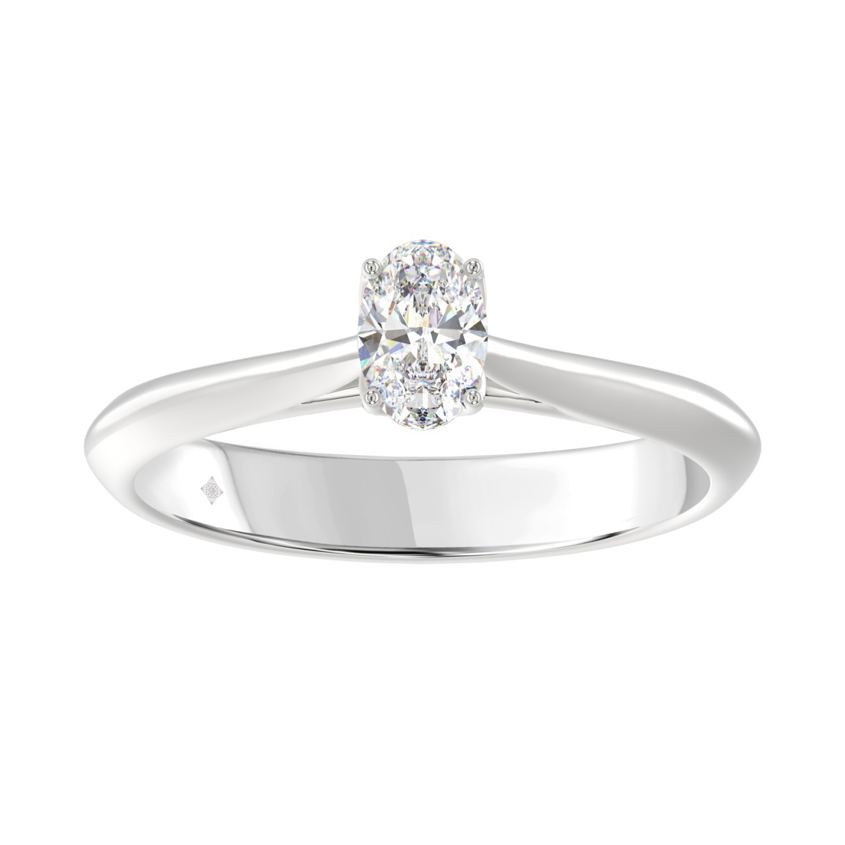 LADIES SOLITAIRE RING 1/2CT OVAL DIAMOND 14K WHITE GOLD 1 LADIES SOLITAIRE RING 1/2CT OVAL DIAMOND 14K WHITE GOLD - Image 1