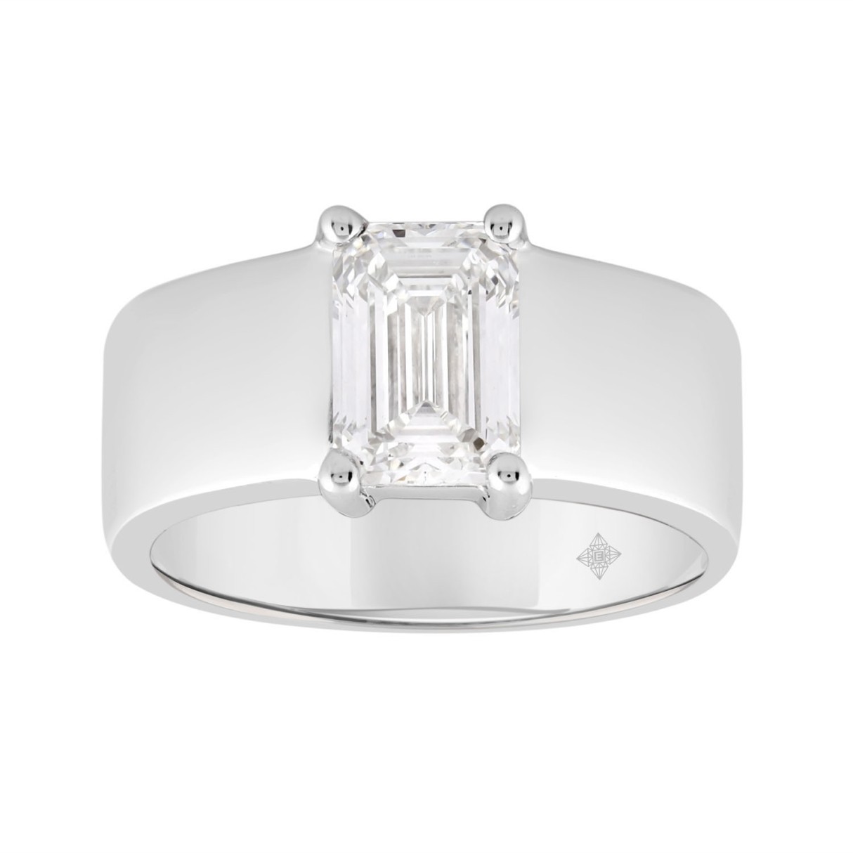 LADIES RING 2CT EMERALD DIAMOND 14K WHITE GOLD 1 LADIES RING 2CT EMERALD DIAMOND 14K WHITE GOLD - Image 1