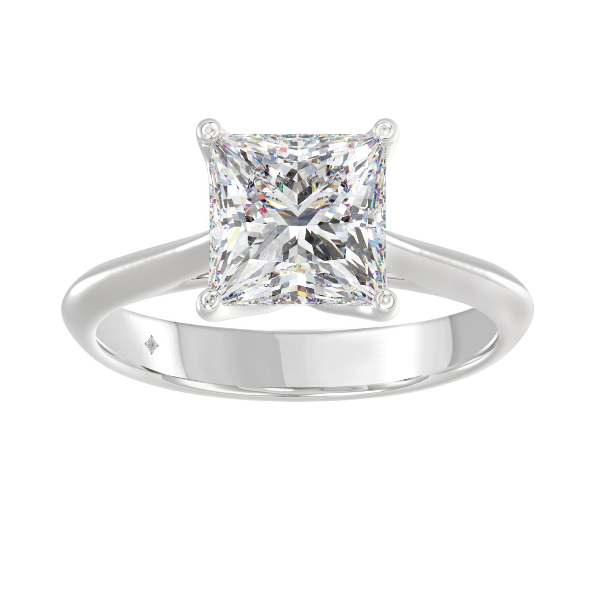 LADIES SOLITAIRE RING 3CT PRINCESS DIAMOND 14K WHITE GOLD 1 LADIES SOLITAIRE RING 3CT PRINCESS DIAMOND 14K WHITE GOLD - Image 1