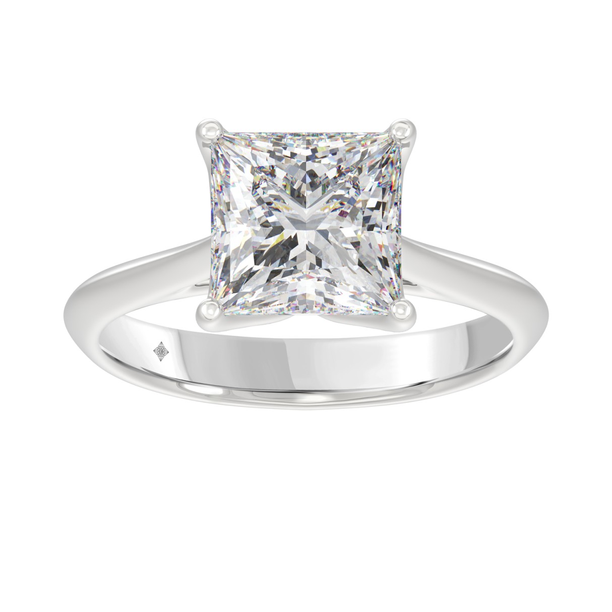 LADIES SOLITAIRE RING 4CT PRINCESS DIAMOND 14K WHITE GOLD 1 LADIES SOLITAIRE RING 4CT PRINCESS DIAMOND 14K WHITE GOLD - Image 1