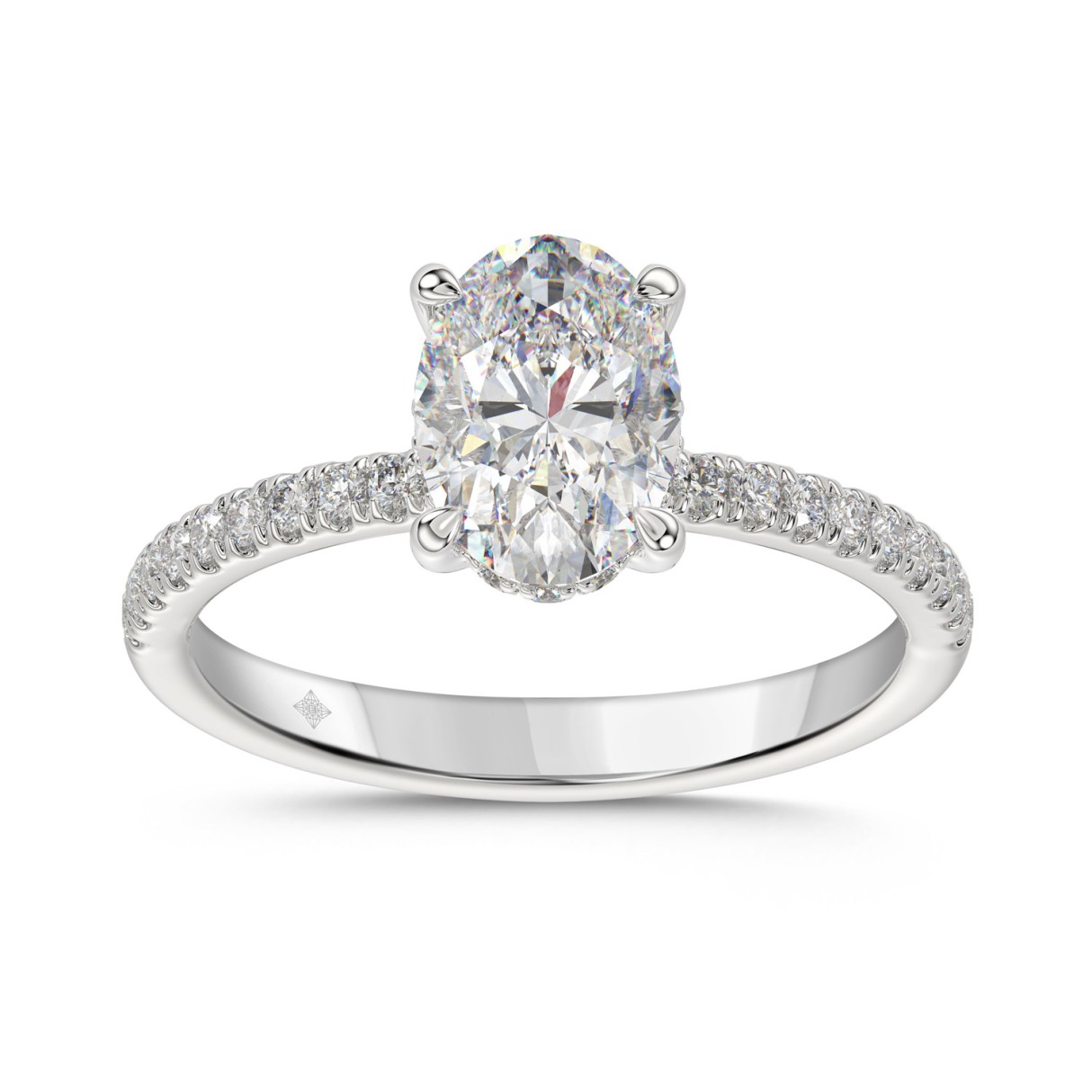 14K WHITE GOLD 1 3/4CT ROUND/OVAL DIAMOND LADIES RING (CENTER STONE OVAL DIAMOND 1 1/2CT) 1 14K WHITE GOLD 1 3/4CT ROUND/OVAL DIAMOND LADIES RING (CENTER STONE OVAL DIAMOND 1 1/2CT) - Image 1