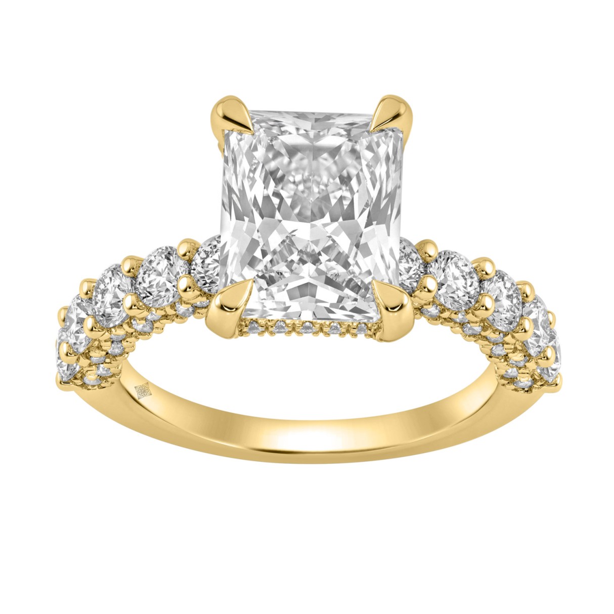 14K Yellow Gold 5 1/2Ct Radiant Cut & Round Diamond Engagement Ring Women Bridal Wedding Ring 4Ct Radiant Center Stone (Color F-G -Clarity Vs1/Vs2 1 14K Yellow Gold 5 1/2Ct Radiant Cut & Round Diamond Engagement Ring Women Bridal Wedding Ring 4Ct Radiant Center Stone (Color F-G -Clarity Vs1/Vs2 - Image 1