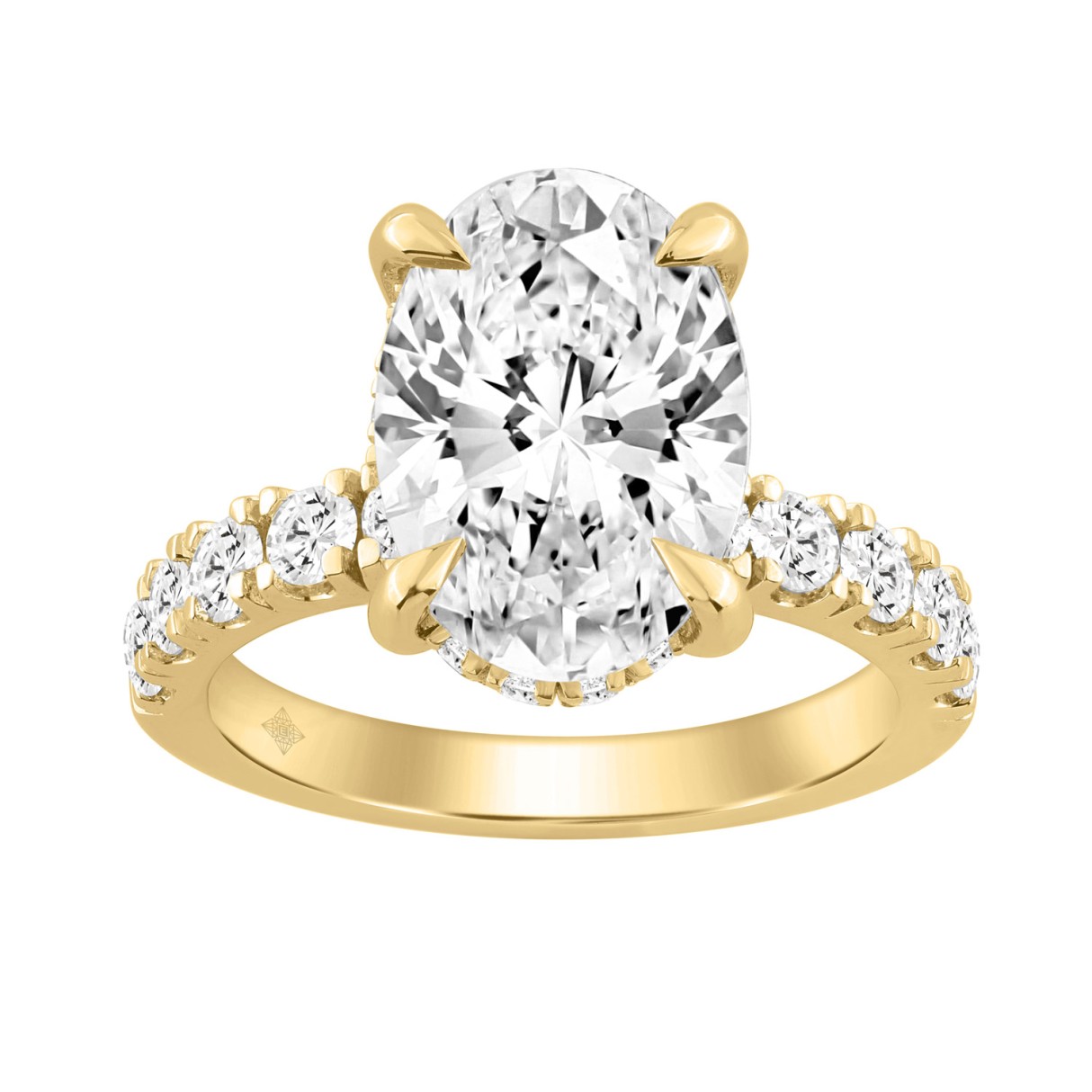 14K YELLOW GOLD 6.00CT ROUND/OVAL DIAMOND LADIES RING (CENTER STONE OVAL DIAMOND 5.00CT) 1 14K YELLOW GOLD 6.00CT ROUND/OVAL DIAMOND LADIES RING (CENTER STONE OVAL DIAMOND 5.00CT) - Image 1