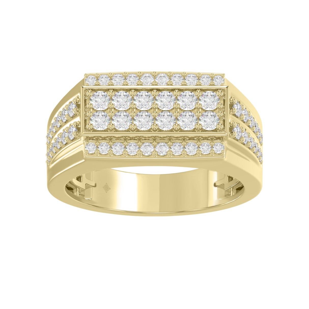 14K YELLOW GOLD 1.00CT ROUND DIAMOND MEN'S RING 1 14K YELLOW GOLD 1.00CT ROUND DIAMOND MEN'S RING - Image 1