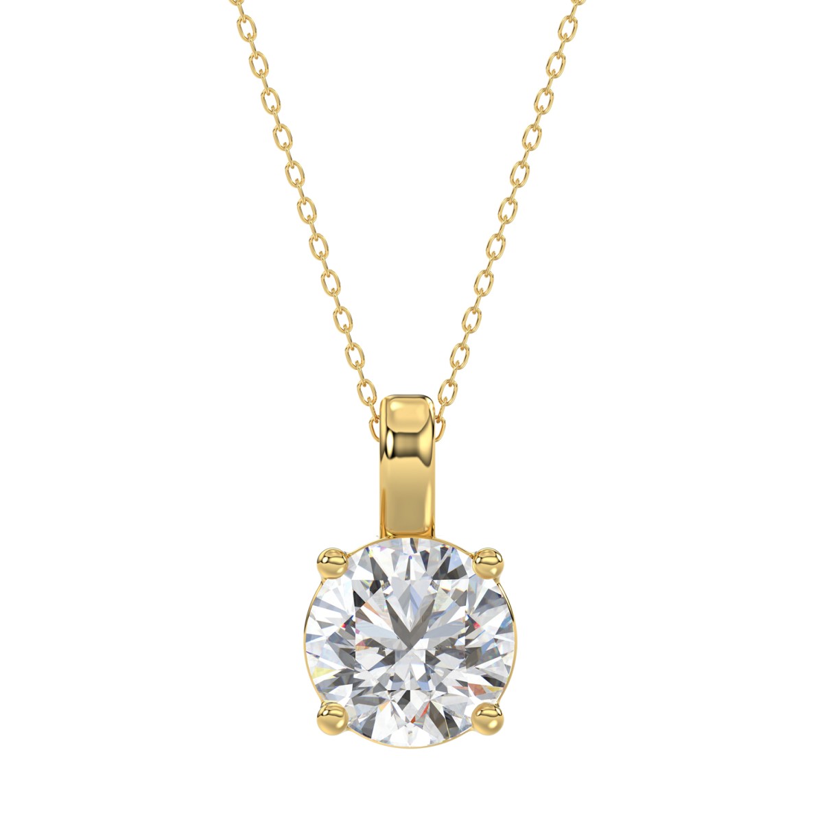 LADIES SOLITAIRE PENDANT 3CT ROUND DIAMOND 14K YELLOW GOLD WITH CHAIN 1 LADIES SOLITAIRE PENDANT 3CT ROUND DIAMOND 14K YELLOW GOLD WITH CHAIN - Image 1
