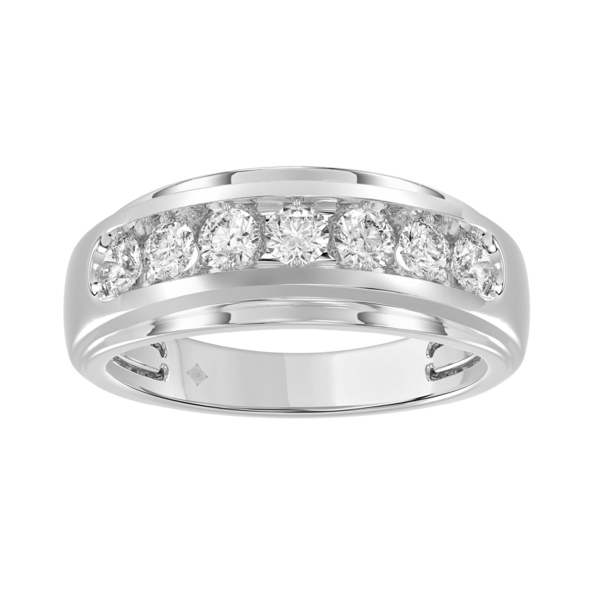 Luxury 14K White Gold 1.00Ct Men's Round Cut Lab Grown Diamond Band 1 Luxury 14K White Gold 1.00Ct Men's Round Cut Lab Grown Diamond Band - Image 1