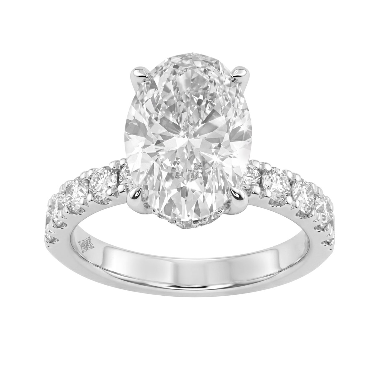 Luxury 14K White Gold 5.00Ct Oval Diamond Engagement Ring With Hidden Halo And Round Diamonds 4.00Ct Oval Center Stone (Color F-G -Clarity Vs1/Vs2) 1 Luxury 14K White Gold 5.00Ct Oval Diamond Engagement Ring With Hidden Halo And Round Diamonds 4.00Ct Oval Center Stone (Color F-G -Clarity Vs1/Vs2) - Image 1