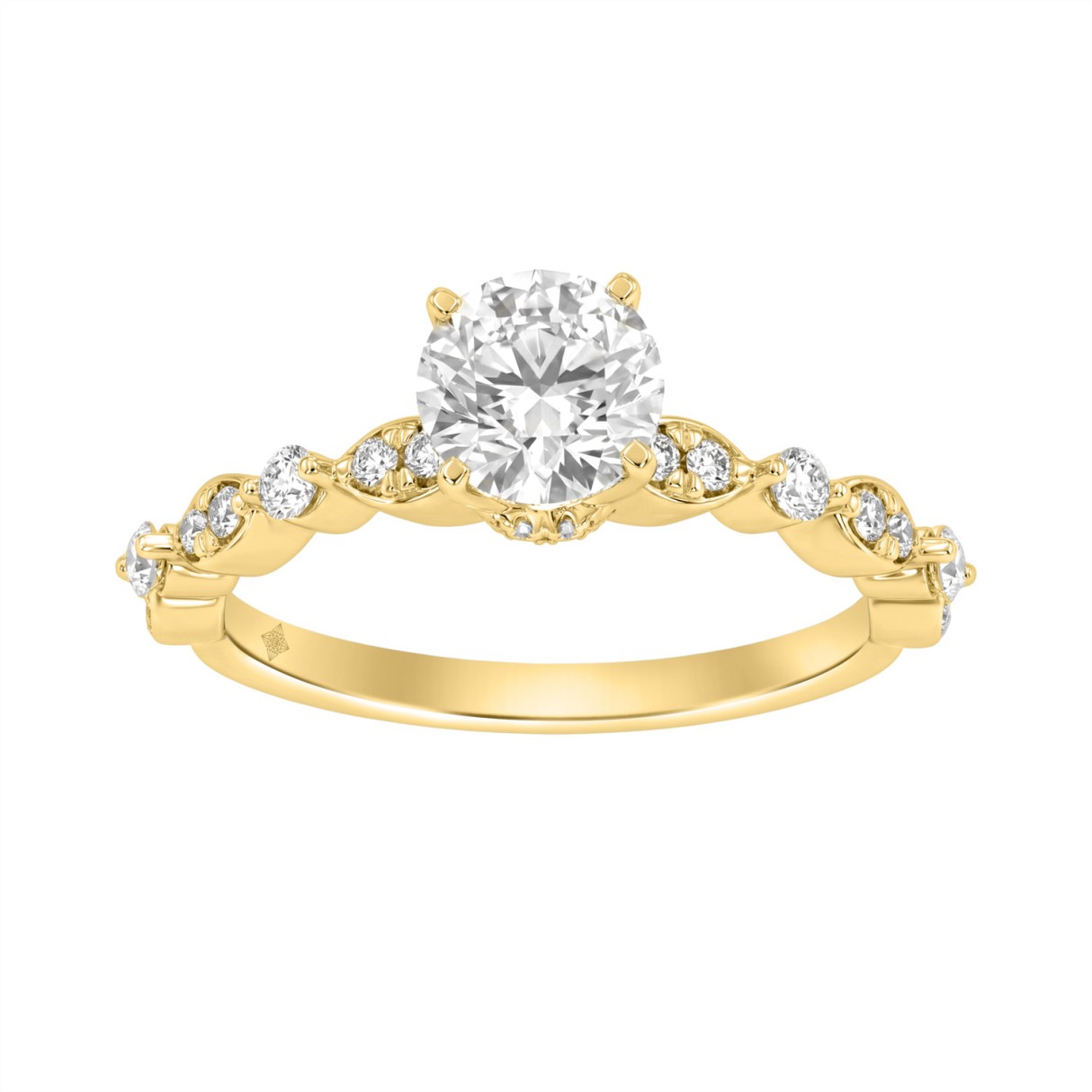 Lab Grown Diamond Engagement Ring 1 1/4Ct Yellow Gold 14K Round Brilliant Cut Ring With 1.00 Ct Center Stone For Women (Color F-G -Clarity Vs1/Vs2) 1 Lab Grown Diamond Engagement Ring 1 1/4Ct Yellow Gold 14K Round Brilliant Cut Ring With 1.00 Ct Center Stone For Women (Color F-G -Clarity Vs1/Vs2) - Image 1