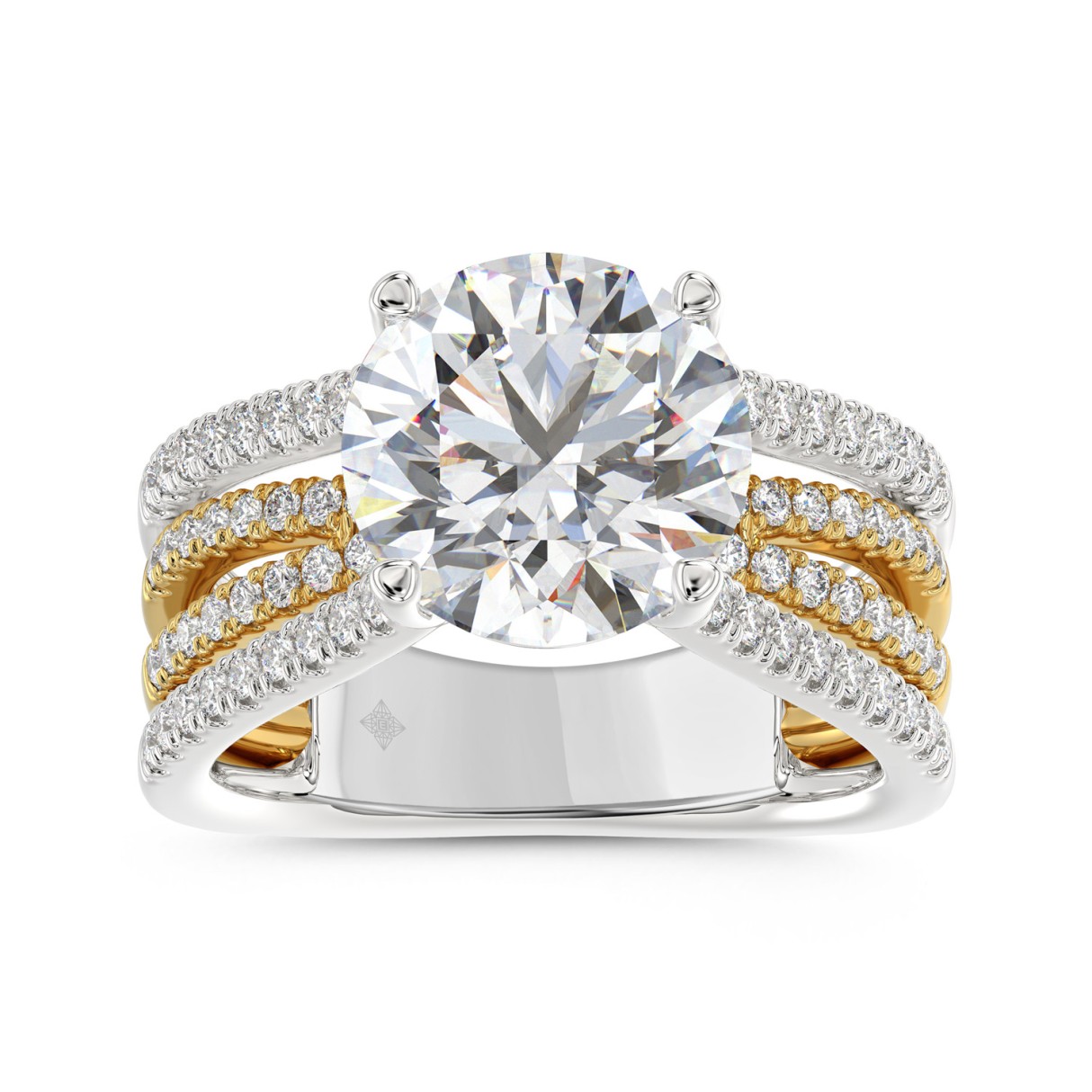 LADIES RING 3 5/8CT ROUND DIAMOND 14K WHITE/YELLOW GOLD (CENTER STONE ROUND DIAMOND 3CT ) 1 LADIES RING 3 5/8CT ROUND DIAMOND 14K WHITE/YELLOW GOLD (CENTER STONE ROUND DIAMOND 3CT ) - Image 1