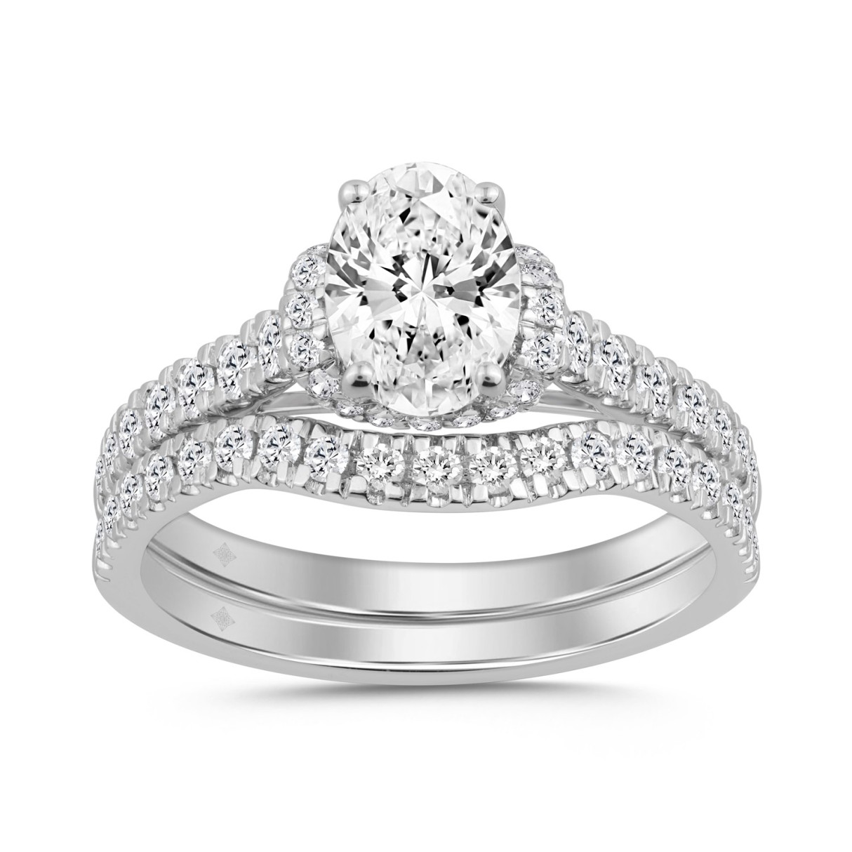 14K WHITE GOLD 1 1/2CT ROUND/OVAL DIAMOND LADIES BRIDAL SET 1 14K WHITE GOLD 1 1/2CT ROUND/OVAL DIAMOND LADIES BRIDAL SET - Image 1