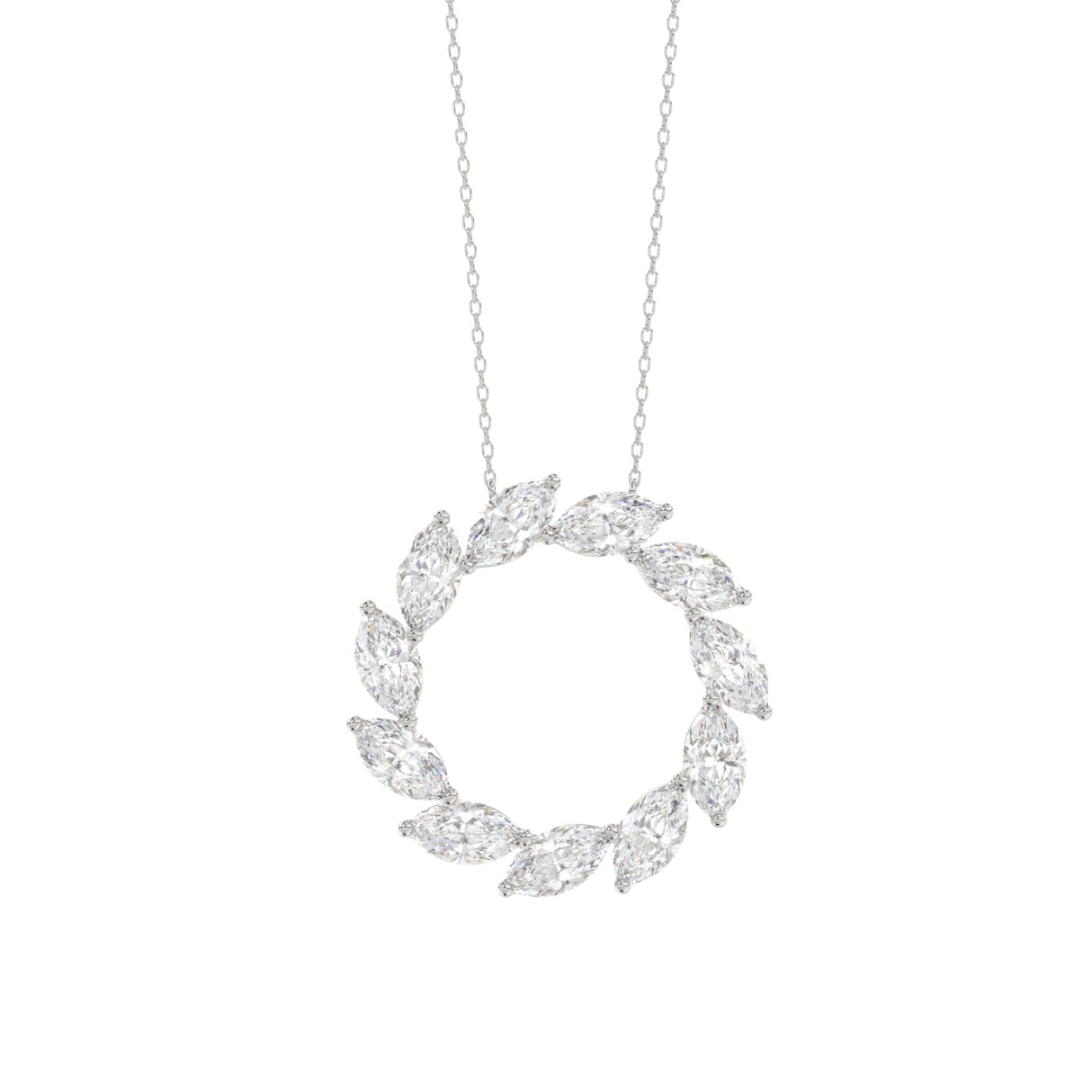 LADIES NECKLACE 1 1/2CT MARQUISE DIAMOND 14K WHITE GOLD 1 LADIES NECKLACE 1 1/2CT MARQUISE DIAMOND 14K WHITE GOLD - Image 1