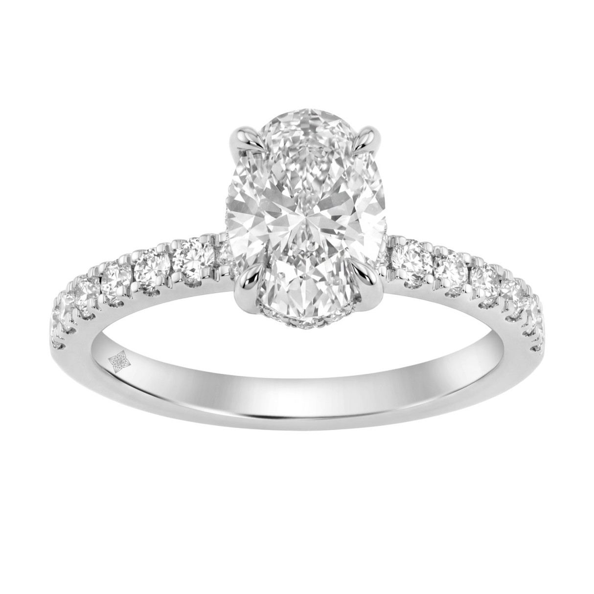 Luxury 14K White Gold 2.00Ct Oval Diamond Engagement Ring With Hidden Halo And Round Diamonds 1 1/2Ct Oval Center Stone (Color F-G -Clarity Vs1/Vs2) 1 Luxury 14K White Gold 2.00Ct Oval Diamond Engagement Ring With Hidden Halo And Round Diamonds 1 1/2Ct Oval Center Stone (Color F-G -Clarity Vs1/Vs2) - Image 1