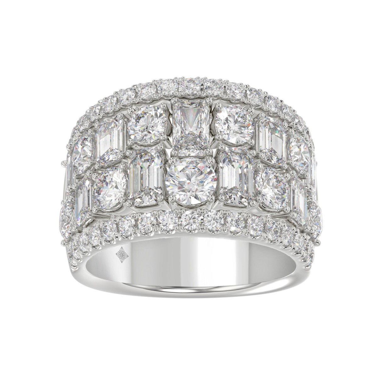 14K WHITE GOLD 5.00CT ROUND/EMERALD DIAMOND LADIES BAND 1 14K WHITE GOLD 5.00CT ROUND/EMERALD DIAMOND LADIES BAND - Image 1