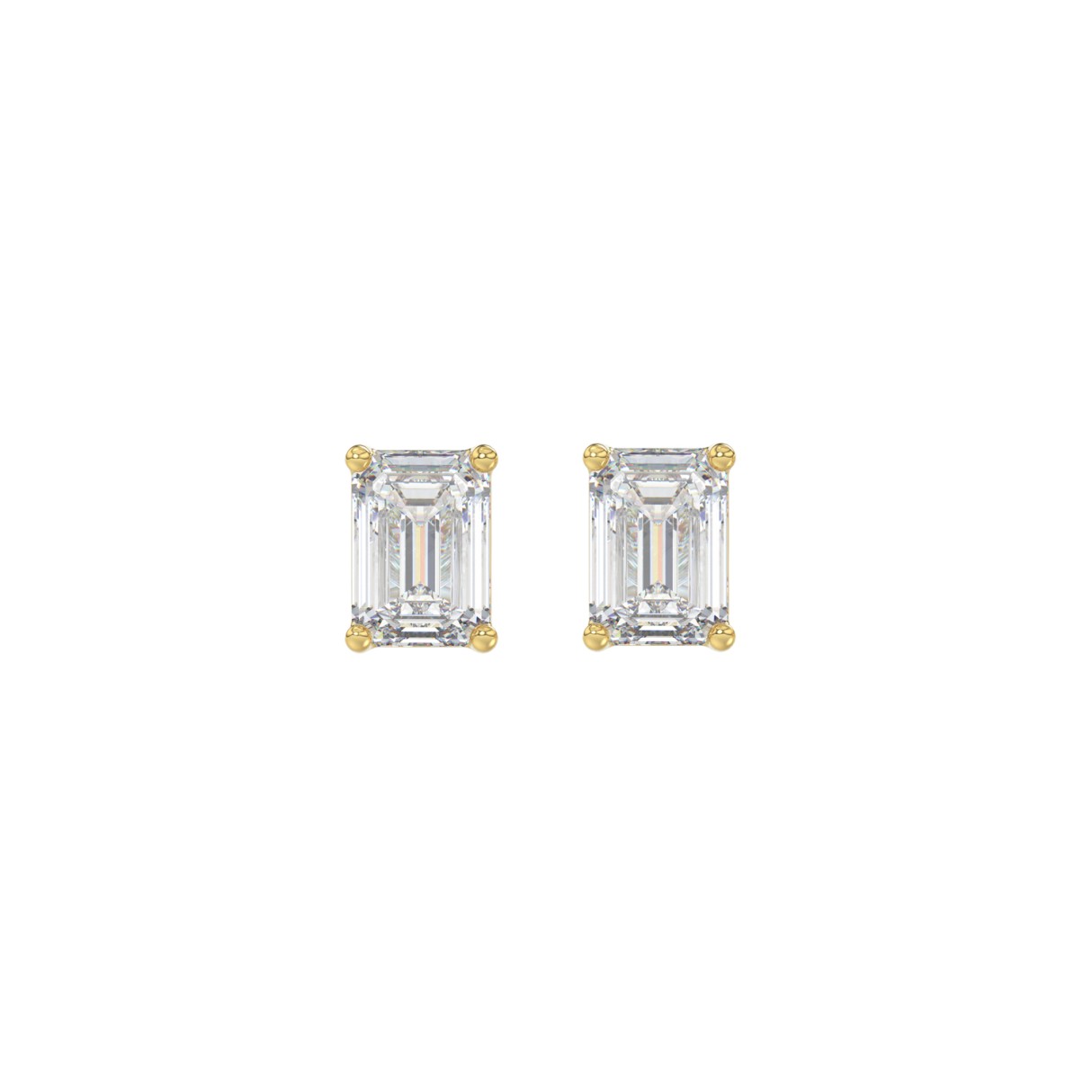 LADIES SOLITAIRE EARRINGS 1CT EMERALD DIAMOND 14K YELLOW GOLD 1 LADIES SOLITAIRE EARRINGS 1CT EMERALD DIAMOND 14K YELLOW GOLD - Image 1