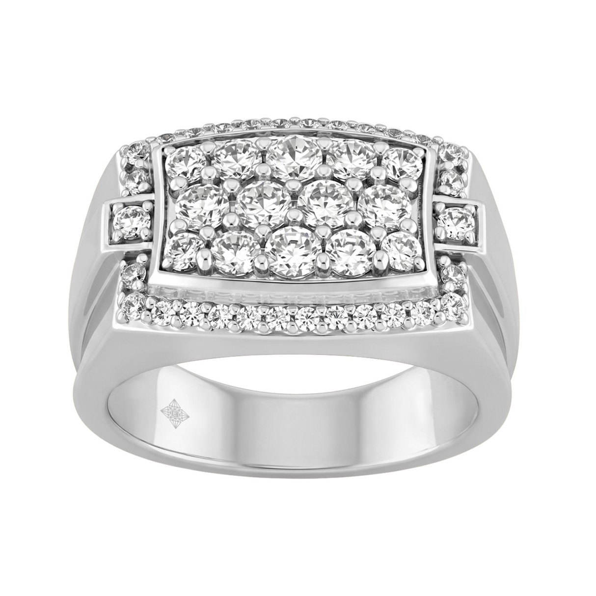 MEN'S RING 1 1/2CT ROUND DIAMOND 14K WHITE GOLD 1 MEN'S RING 1 1/2CT ROUND DIAMOND 14K WHITE GOLD - Image 1