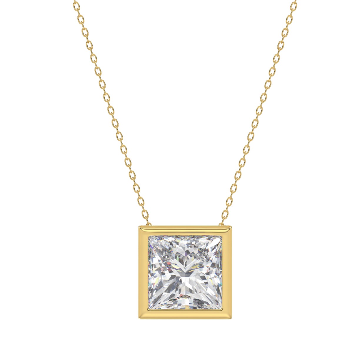 LADIES SOLITAIRE PENDANT 3CT PRINCESS DIAMOND 14K YELLOW GOLD 1 LADIES SOLITAIRE PENDANT 3CT PRINCESS DIAMOND 14K YELLOW GOLD - Image 1