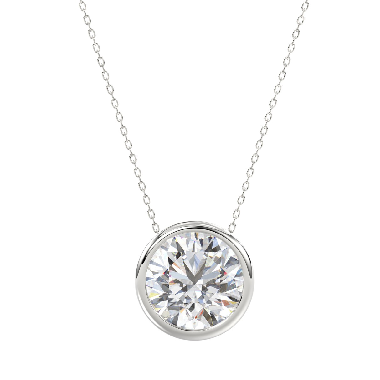 LADIES SOLITAIRE PENDANT 3CT ROUND DIAMOND 14K WHITE GOLD 1 LADIES SOLITAIRE PENDANT 3CT ROUND DIAMOND 14K WHITE GOLD - Image 1