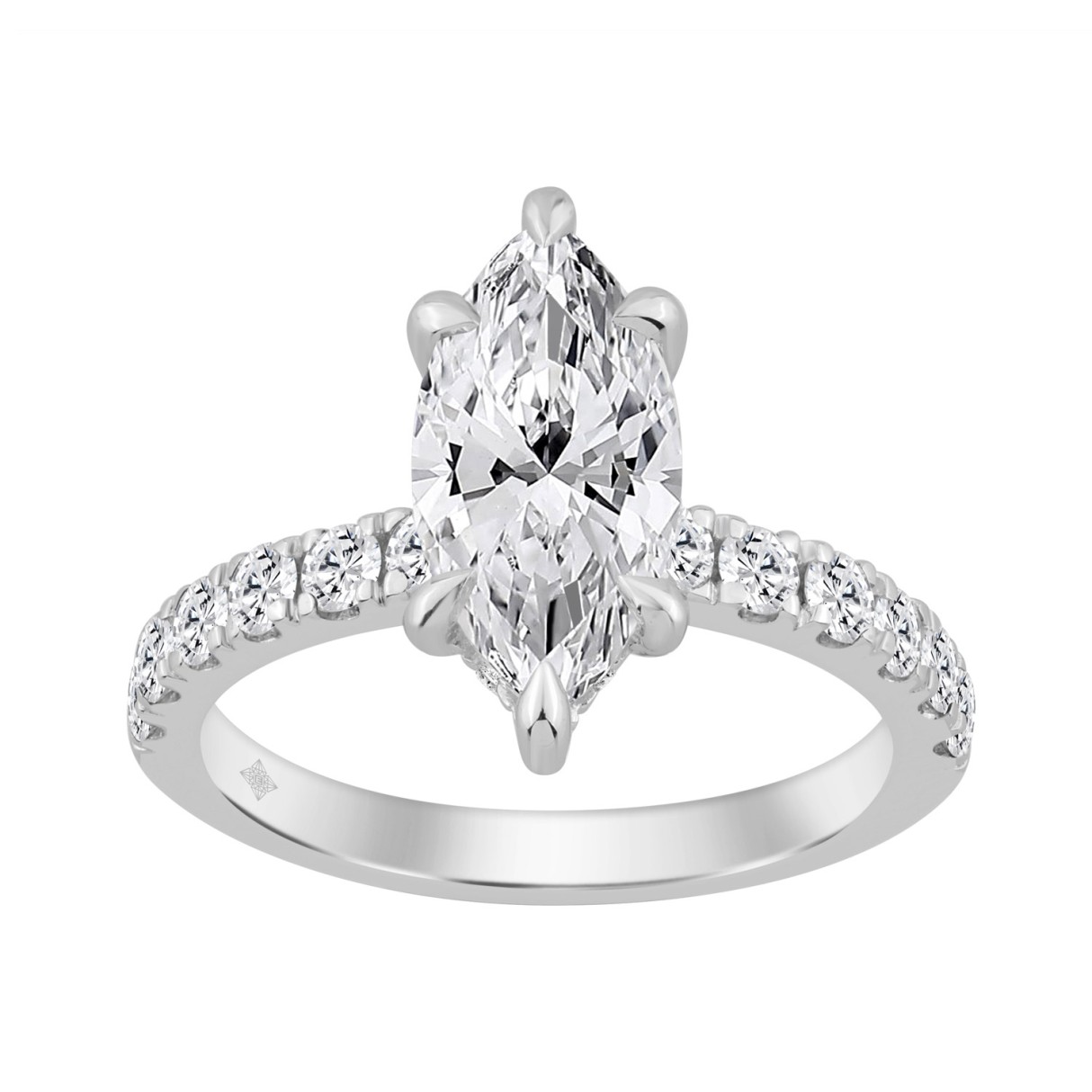 14K WHITE GOLD 2 3/4CT MARQUISE DIAMOND LADIES RING (CENTER STONE MARQUISE DIAMOND 2.00CT) 1 14K WHITE GOLD 2 3/4CT MARQUISE DIAMOND LADIES RING (CENTER STONE MARQUISE DIAMOND 2.00CT) - Image 1