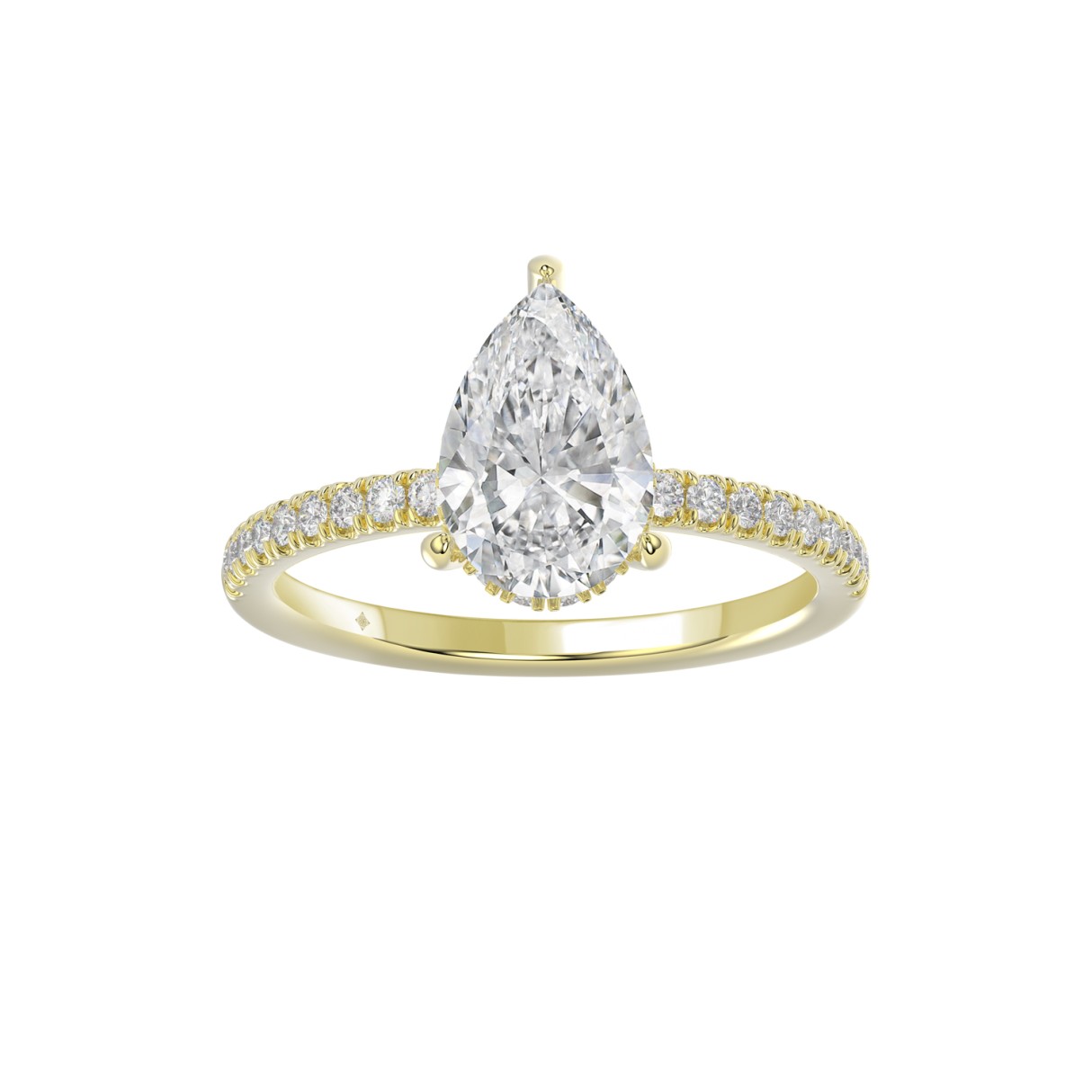 14K YELLOW GOLD 2 3/4CT ROUND/PEAR DIAMOND LADIES RING (CENTER STONE PEAR DIAMOND 2CT) 1 14K YELLOW GOLD 2 3/4CT ROUND/PEAR DIAMOND LADIES RING (CENTER STONE PEAR DIAMOND 2CT) - Image 1