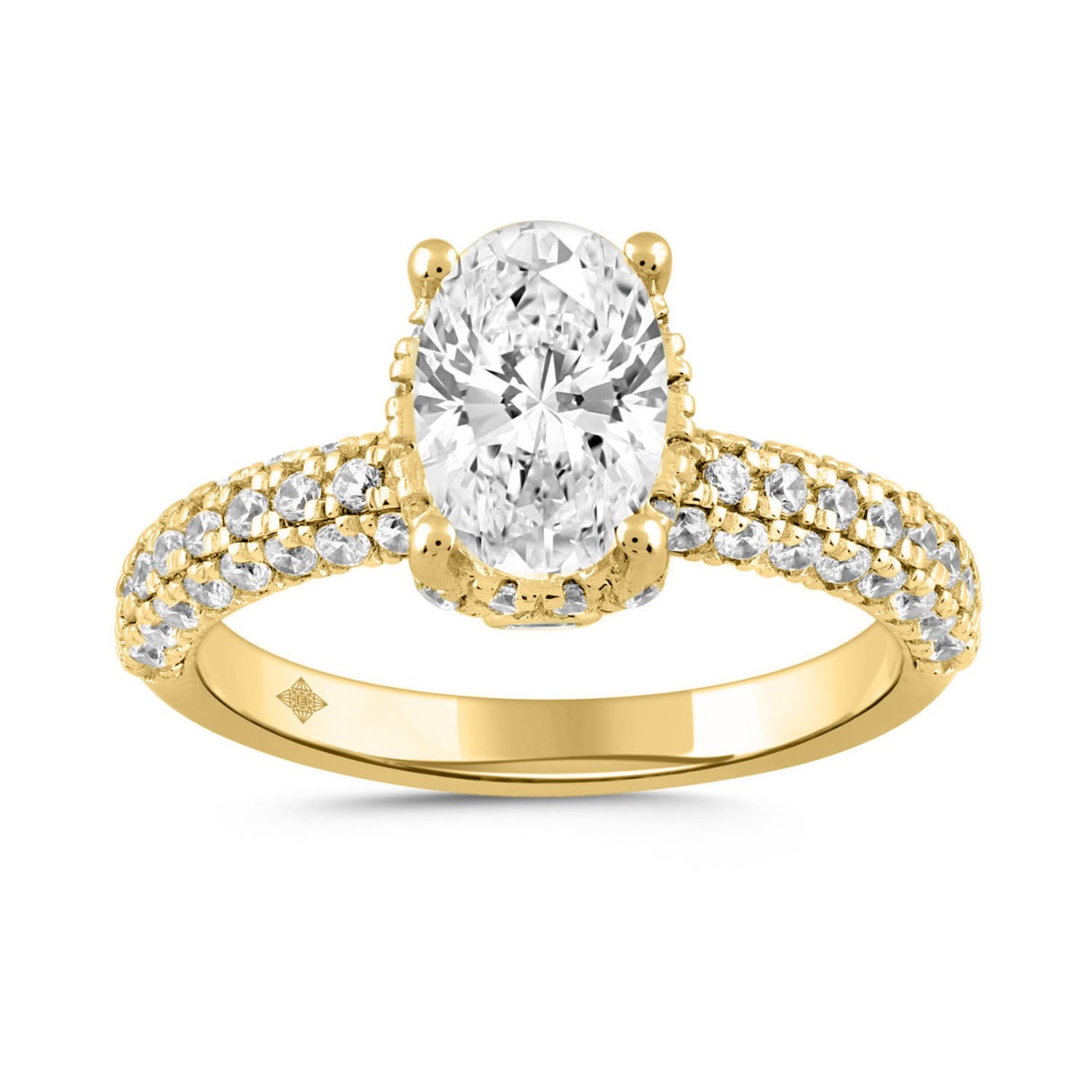 LADIES RING 2 3/4CT ROUND/OVAL DIAMOND 14K YELLOW GOLD (CENTER STONE OVAL DIAMOND 2CT ) 1 LADIES RING 2 3/4CT ROUND/OVAL DIAMOND 14K YELLOW GOLD (CENTER STONE OVAL DIAMOND 2CT ) - Image 1