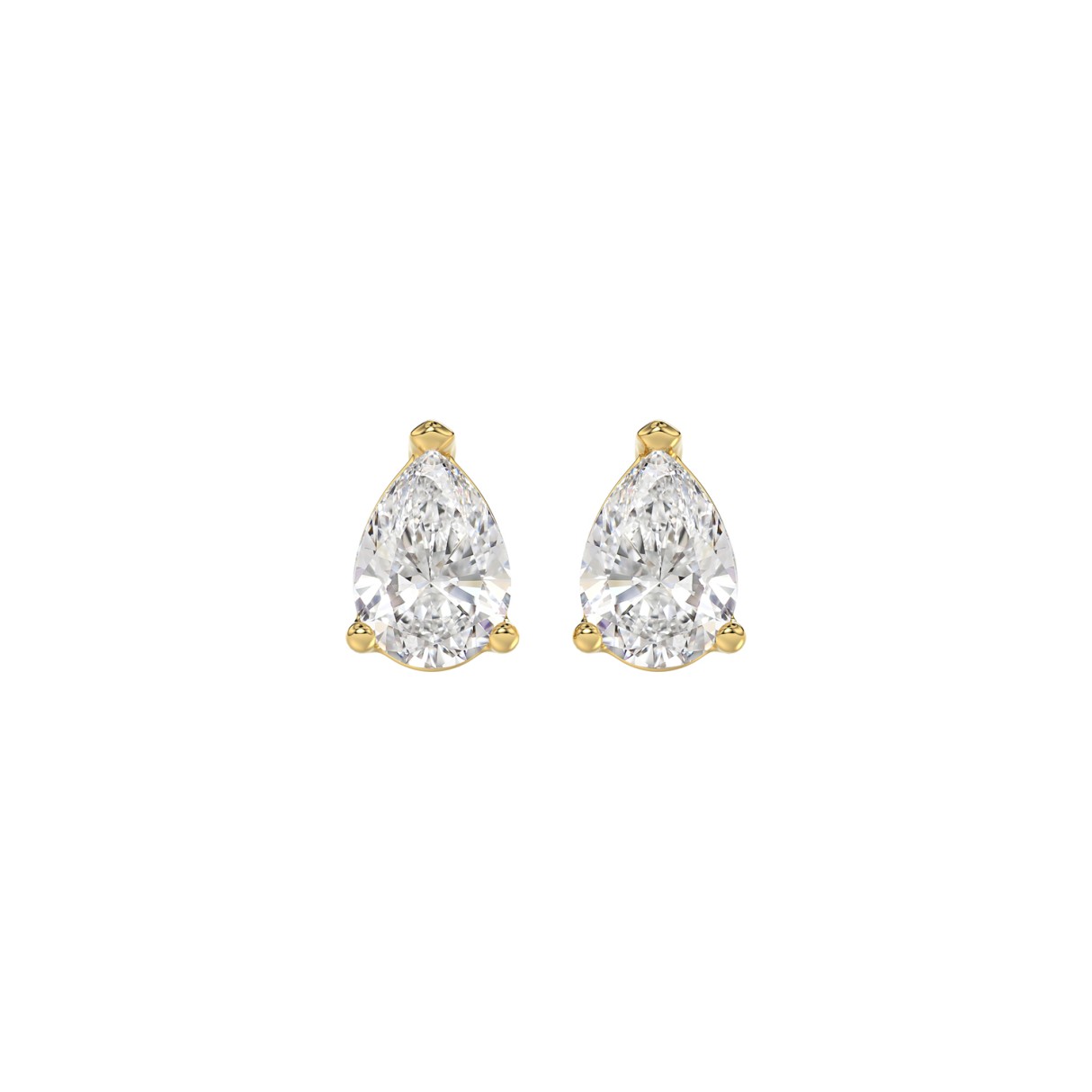 LADIES SOLITAIRE EARRINGS 1CT PEAR DIAMOND 14K YELLOW GOLD 1 LADIES SOLITAIRE EARRINGS 1CT PEAR DIAMOND 14K YELLOW GOLD - Image 1