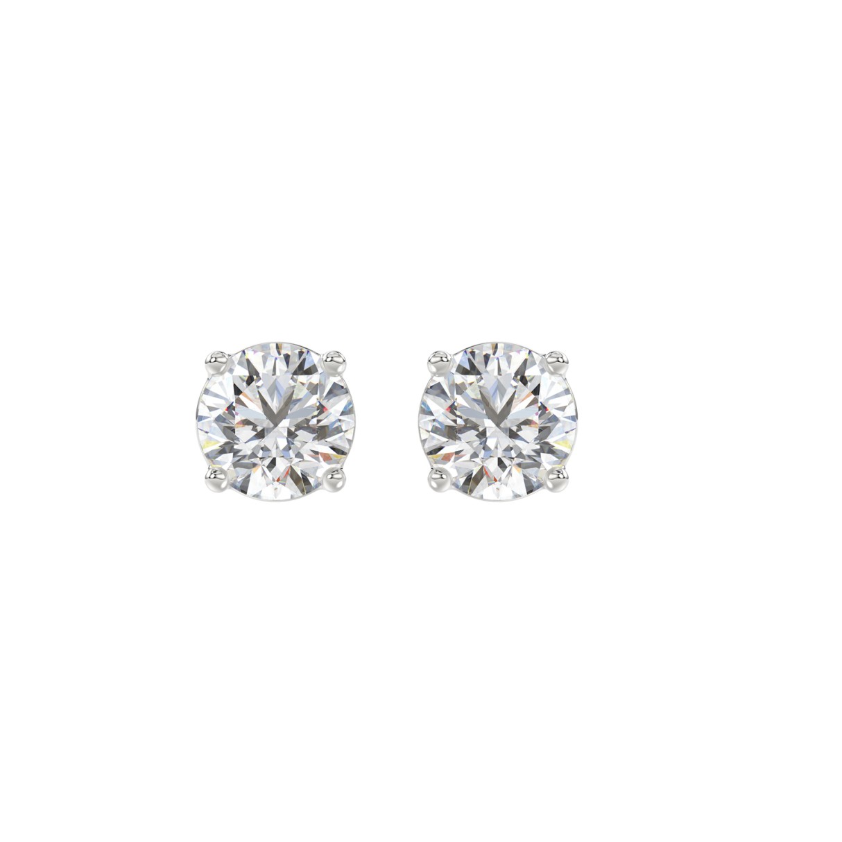 LADIES SOLITAIRE EARRINGS 2CT ROUND DIAMOND 14K WHITE GOLD 1 LADIES SOLITAIRE EARRINGS 2CT ROUND DIAMOND 14K WHITE GOLD - Image 1