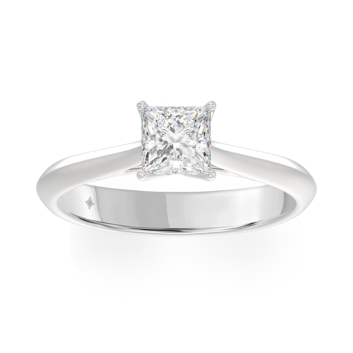 LADIES SOLITAIRE RING 1CT PRINCESS DIAMOND 14K WHITE GOLD 1 LADIES SOLITAIRE RING 1CT PRINCESS DIAMOND 14K WHITE GOLD - Image 1