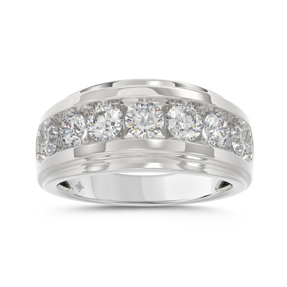 14K WHITE GOLD 2.00CT ROUND DIAMOND MEN'S BAND 1 14K WHITE GOLD 2.00CT ROUND DIAMOND MEN'S BAND - Image 1