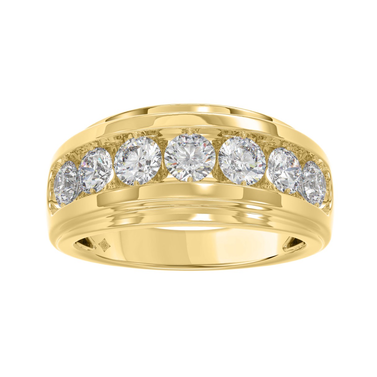 Elegant 14K Yellow Gold 2.00Ct Men's Round Cut Lab Grown Diamond Band 1 Elegant 14K Yellow Gold 2.00Ct Men's Round Cut Lab Grown Diamond Band - Image 1