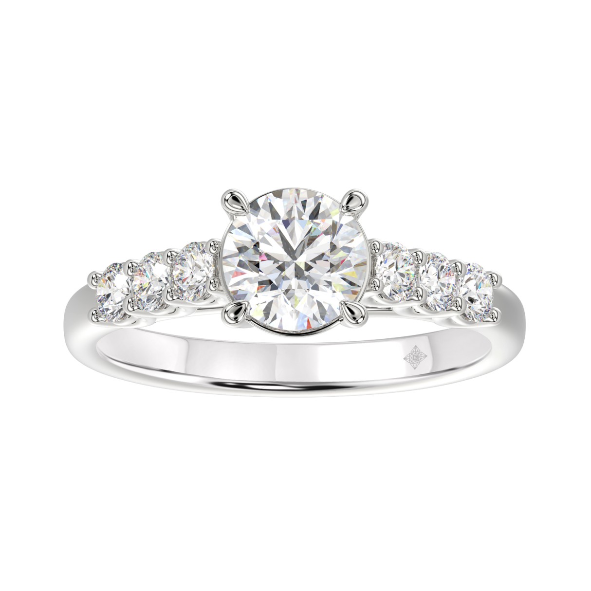 LADIES RING 1 1/2CT ROUND DIAMOND 14K WHITE GOLD (CENTER STONE ROUND DIAMOND 1CT) 1 LADIES RING 1 1/2CT ROUND DIAMOND 14K WHITE GOLD (CENTER STONE ROUND DIAMOND 1CT) - Image 1
