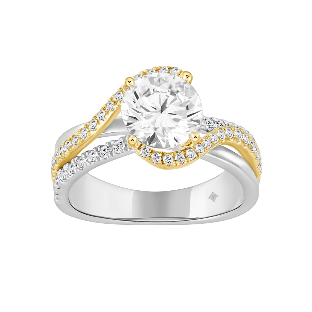 LADIES RING 2 1/2CT ROUND DIAMOND 14K WHITE/YELLOW GOLD (CENTER STONE ROUND DIAMOND 2CT ) 1 LADIES RING 2 1/2CT ROUND DIAMOND 14K WHITE/YELLOW GOLD (CENTER STONE ROUND DIAMOND 2CT ) - Image 1