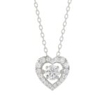 LADIES DANCING DIAMOND PENDANT WITH CHAIN 3/4CT ROUND DIAMOND 14K WHITE GOLD (CENTER STONE ROUND DIAMOND 1/2CT)