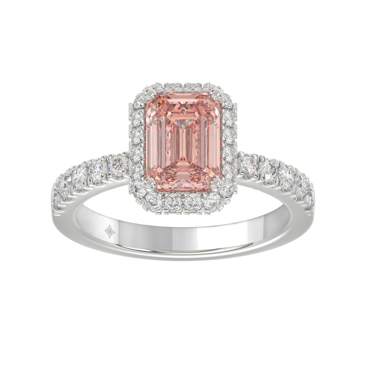 ETERNAL BLUSH COLLECTION 14K WHITE GOLD 4.00CT ROUND/EMERALD DIAMOND LADIES RING (CENTER STONE PINK EMERALD DIAMOND 3CT) 1 ETERNAL BLUSH COLLECTION 14K WHITE GOLD 4.00CT ROUND/EMERALD DIAMOND LADIES RING (CENTER STONE PINK EMERALD DIAMOND 3CT) - Image 1