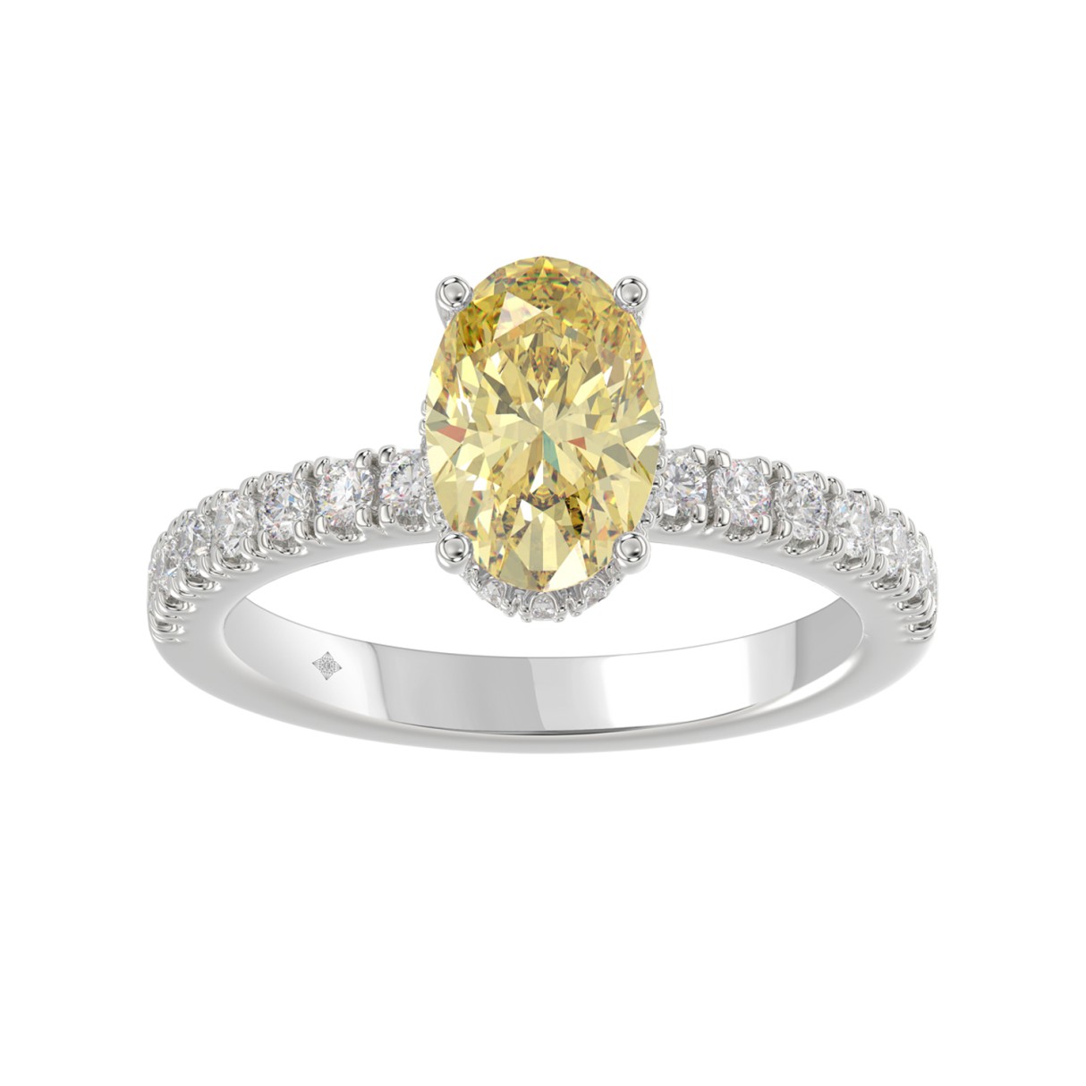 14K WHITE GOLD 2 1/2CT ROUND/OVAL DIAMOND LADIES RING (CENTER STONE YELLOW OVAL DIAMOND 2CT) 1 14K WHITE GOLD 2 1/2CT ROUND/OVAL DIAMOND LADIES RING (CENTER STONE YELLOW OVAL DIAMOND 2CT) - Image 1