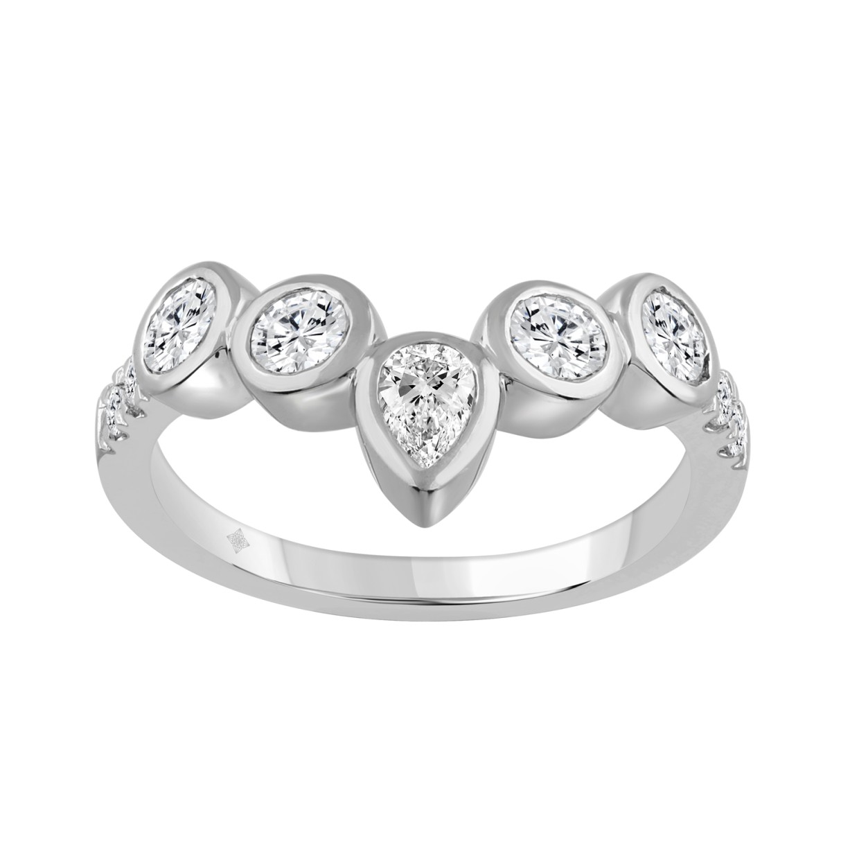 14K WHITE GOLD 1.00CT ROUND/PEAR DIAMOND LADIES BAND 1 14K WHITE GOLD 1.00CT ROUND/PEAR DIAMOND LADIES BAND - Image 1