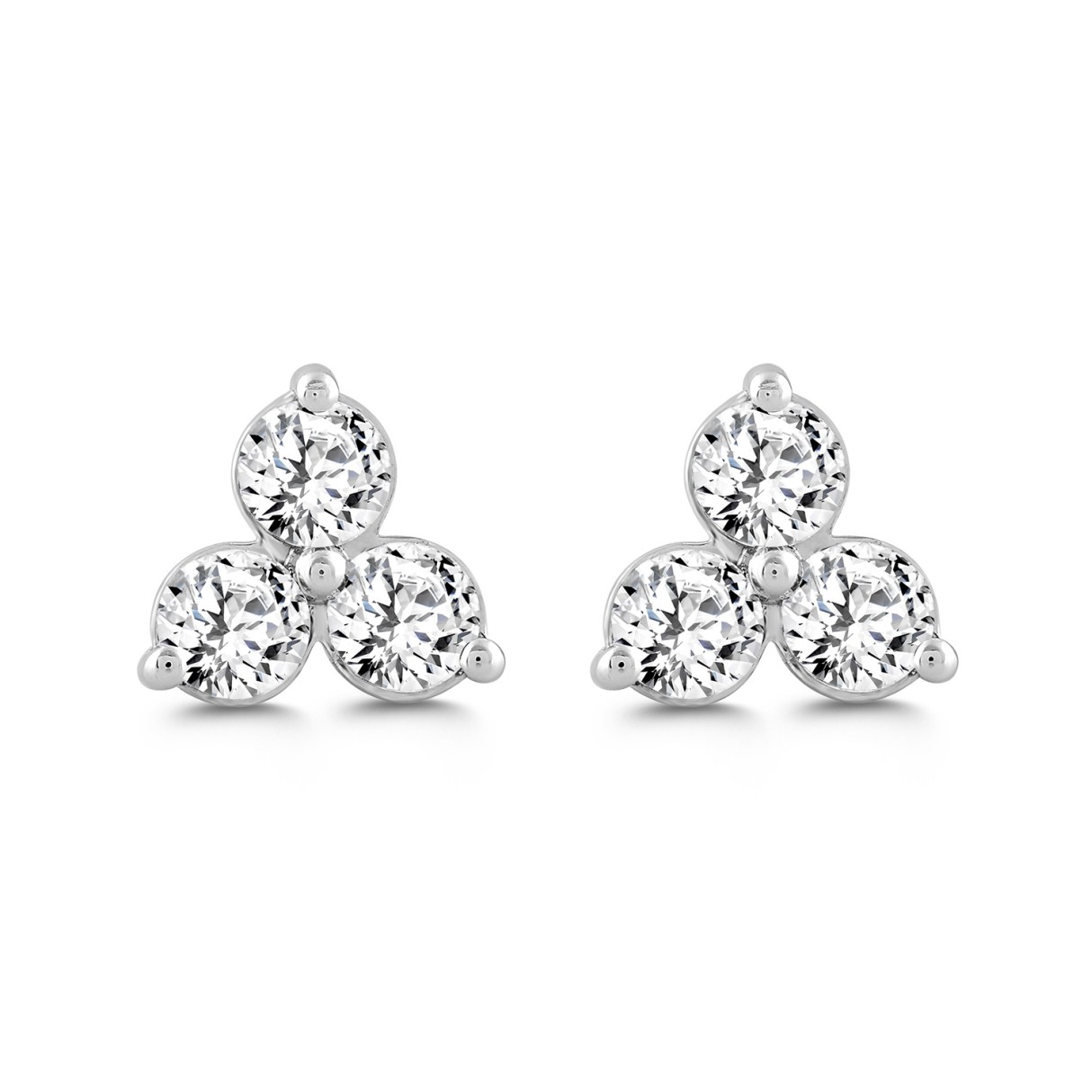 LADIES EARRINGS 1CT ROUND DIAMOND 14K WHITE GOLD 1 LADIES EARRINGS 1CT ROUND DIAMOND 14K WHITE GOLD - Image 1