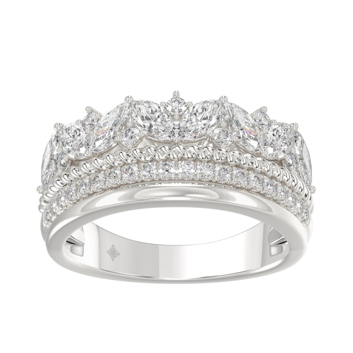 14K White Gold Ladies Fashion Ring with 1.00 CT Round & Marquise Diamonds 1 14K White Gold Ladies Fashion Ring with 1.00 CT Round & Marquise Diamonds - Image 1