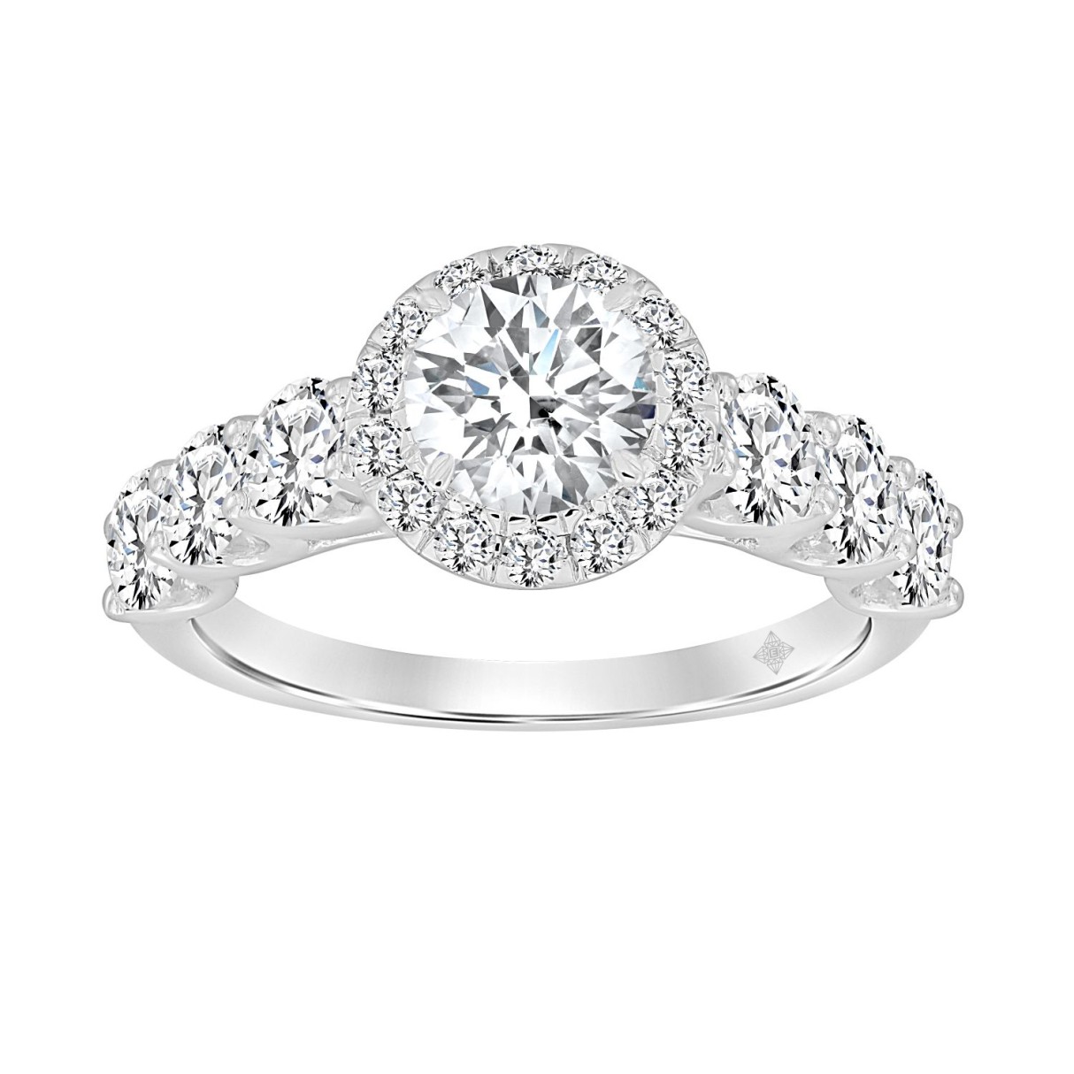 14K WHITE GOLD 2 3/4CT ROUND DIAMOND LADIES RING (CENTER STONE ROUND DIAMOND 1CT ) 1 14K WHITE GOLD 2 3/4CT ROUND DIAMOND LADIES RING (CENTER STONE ROUND DIAMOND 1CT ) - Image 1