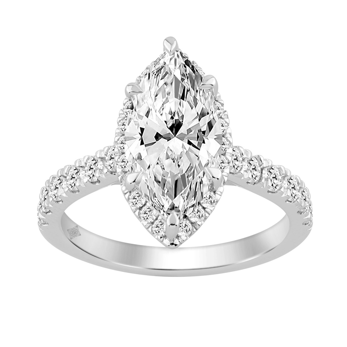Luxury 14K White Gold 3 3/4Ct Round & Marquise Diamond Halo Ring Elegant Bridal Engagement Ring For Women 3Ct Marquise Center Stone (Color F-G -Clarit 1 Luxury 14K White Gold 3 3/4Ct Round & Marquise Diamond Halo Ring Elegant Bridal Engagement Ring For Women 3Ct Marquise Center Stone (Color F-G -Clarit - Image 1