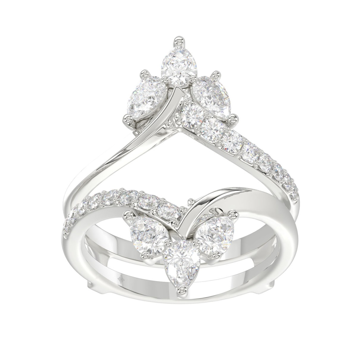 14K WHITE GOLD 1 1/4CT ROUND/PEAR DIAMOND LADIES WRAP RING 1 14K WHITE GOLD 1 1/4CT ROUND/PEAR DIAMOND LADIES WRAP RING - Image 1