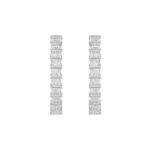 LADIES HOOP EARRINGS 7CT PRINCESS DIAMOND 14K WHITE GOLD