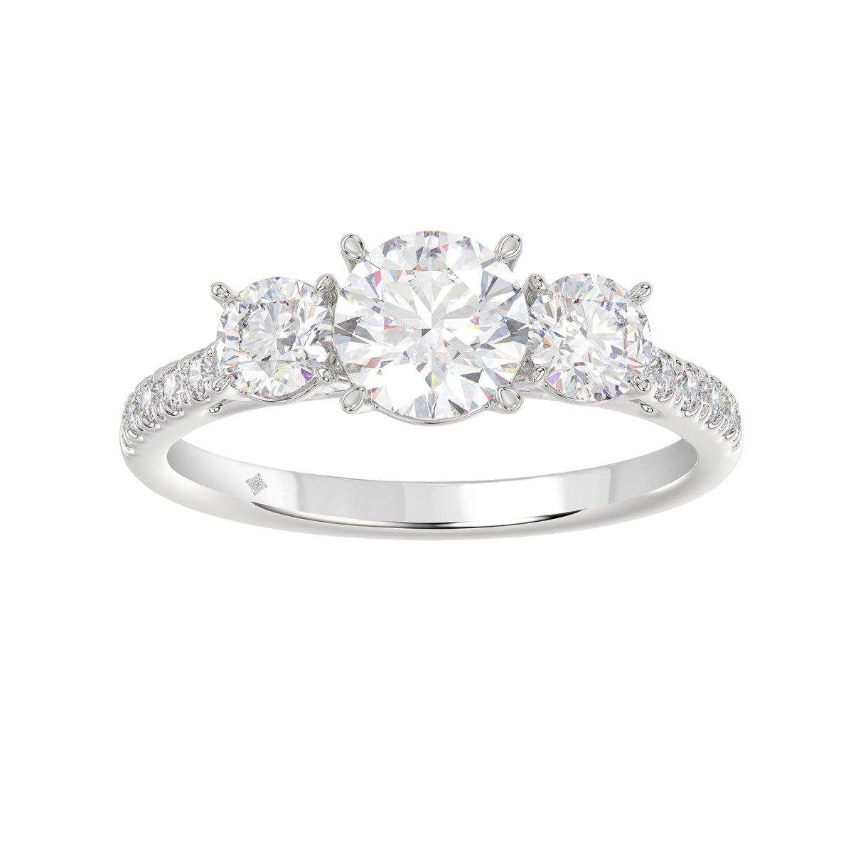 LADIES RING 1 3/4CT ROUND DIAMOND 14K WHITE GOLD (CENTER STONE ROUND DIAMOND 1CT ) 1 LADIES RING 1 3/4CT ROUND DIAMOND 14K WHITE GOLD (CENTER STONE ROUND DIAMOND 1CT ) - Image 1
